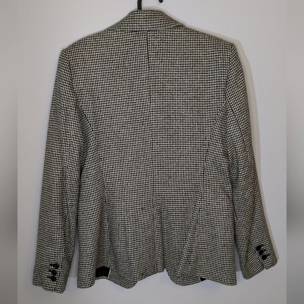 MNG Black & White Houndstooth Print Blazer Jacket  - Size M - Picture 6 of 6